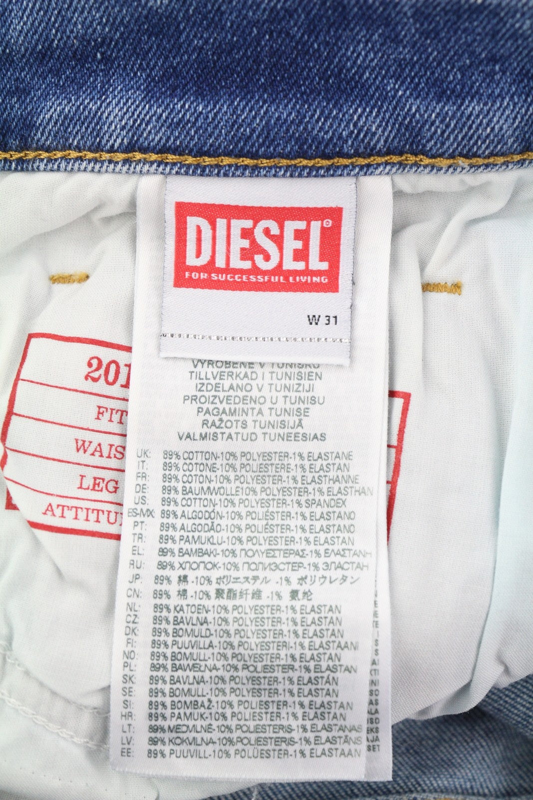 DIESEL 2019 D-Strukt-Sp 09E19 Men Jeans W31/L34 Blue Faded Slim Zip