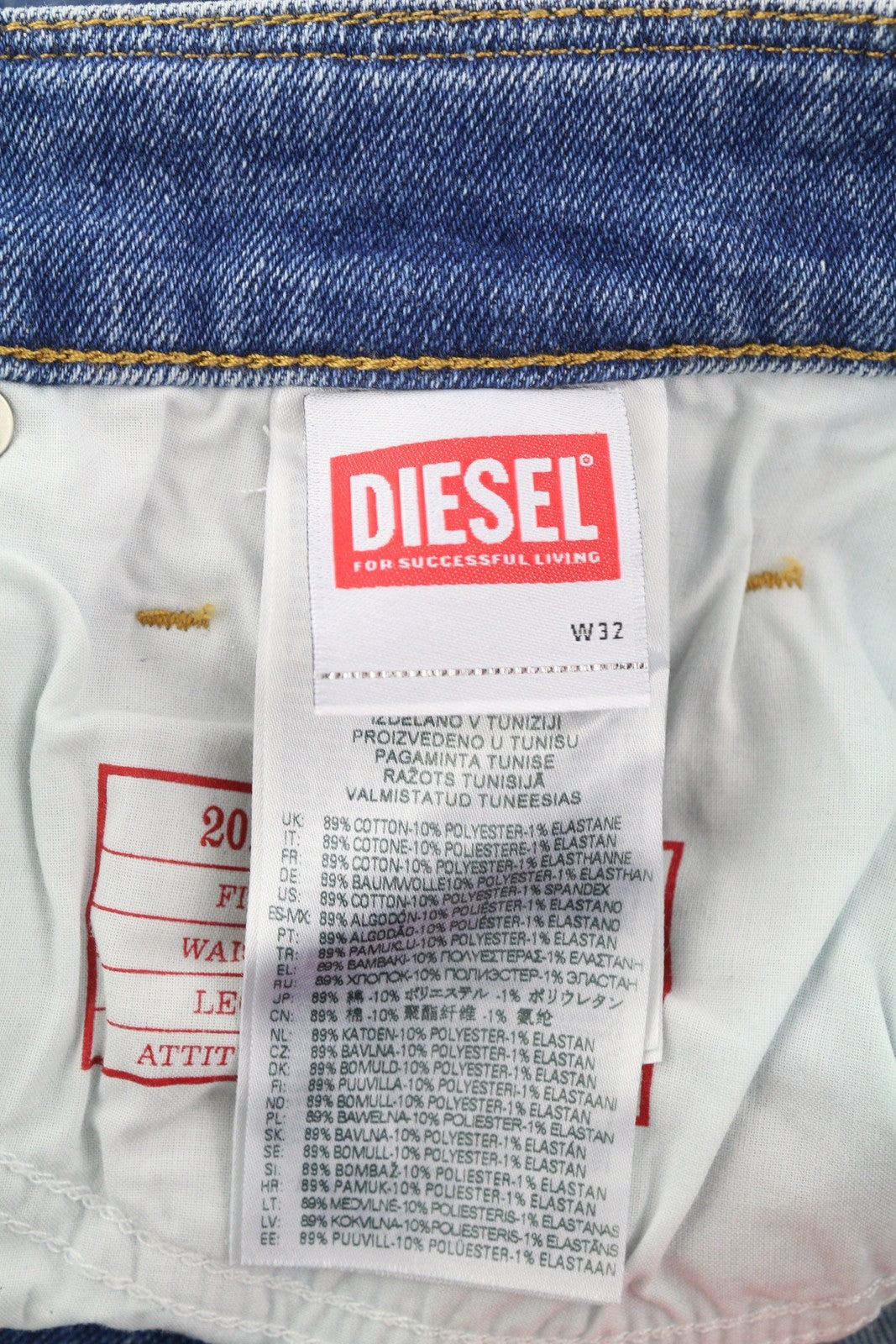 DIESEL 2019 D-Strukt-Sp 09E19 Men Jeans W32/L34 Blue Washed Slim Fit Zip