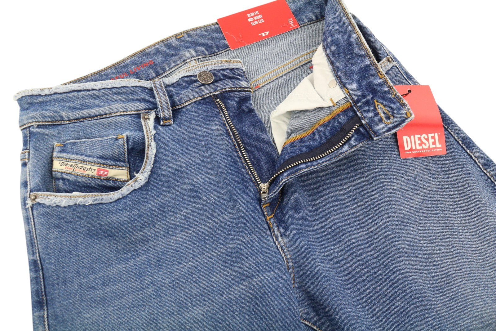 DIESEL 2019 D-Strukt-Sp 09E19 Men Jeans W28/L32 Blue Washed Slim Fit Zip