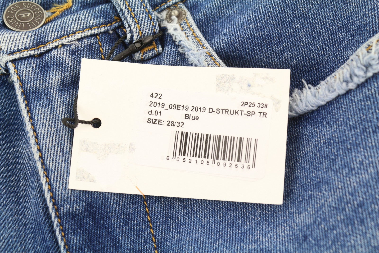 DIESEL 2019 D-Strukt-Sp 09E19 Men Jeans W28/L32 Blue Washed Slim Fit Zip