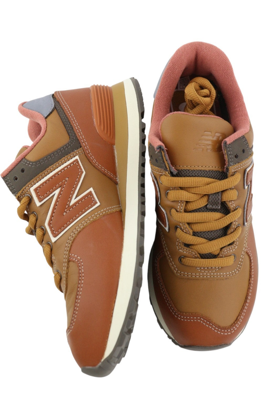 NEW BALANCE 574 Men Sneakers EU40 Brown Leather Low Cut Lace Comfort Shoes