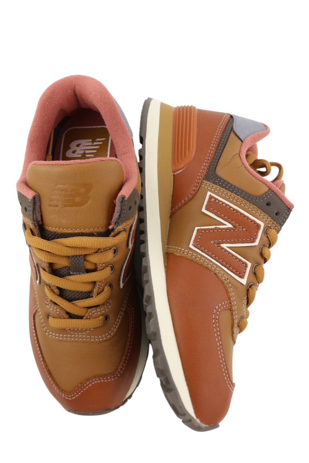 NEW BALANCE 574 Men Sneakers EU40 Brown Leather Low Lace Up Comfort Shoes