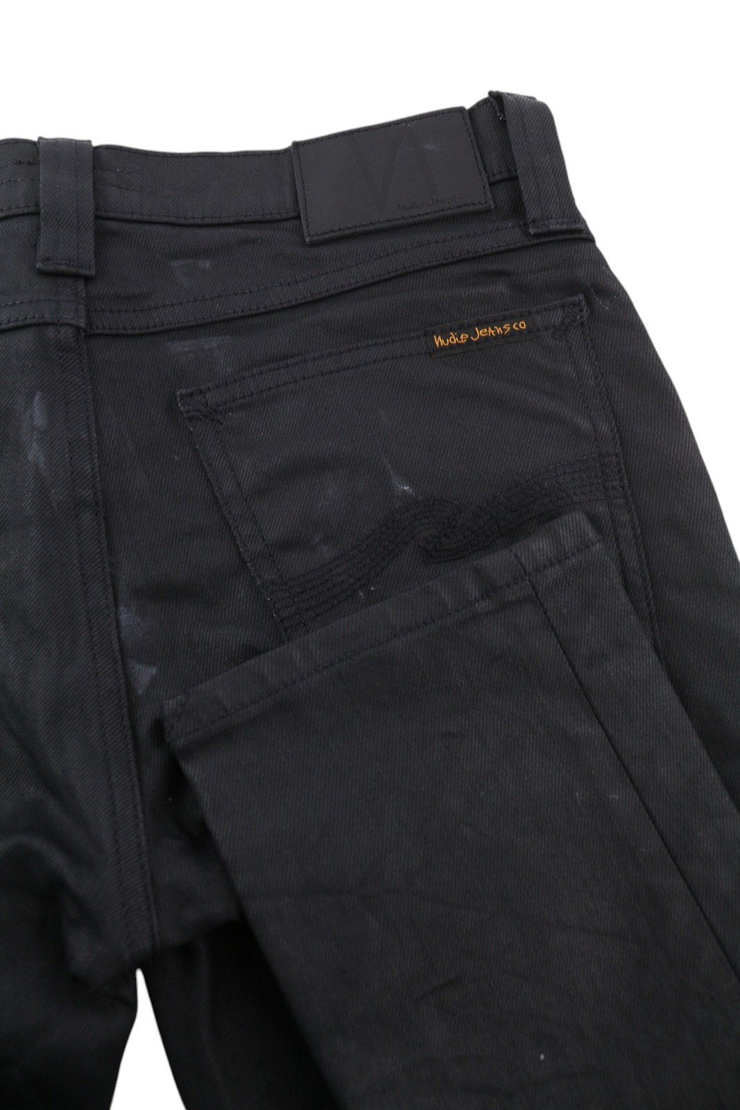 NUDIE JEANS Tight Long John Men Jeans W28/L30 Throb Black Coated Organic Slim