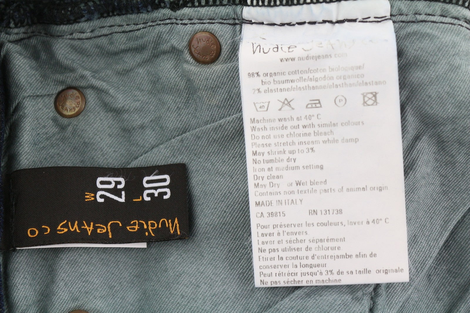 NUDIE JEANS High Kai Men Jeans W29/L30 Organic Dark Blue Skinny Zip Fly