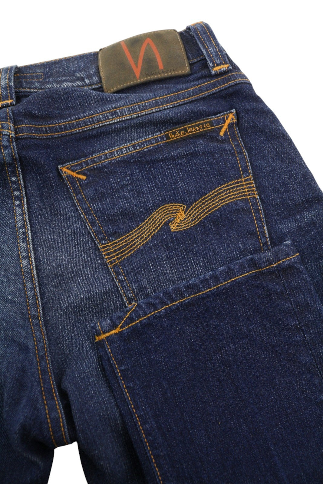 NUDIE JEANS Tilted Tor Men Jeans W29/L32 Patch Mended Slim Button Faded Blue