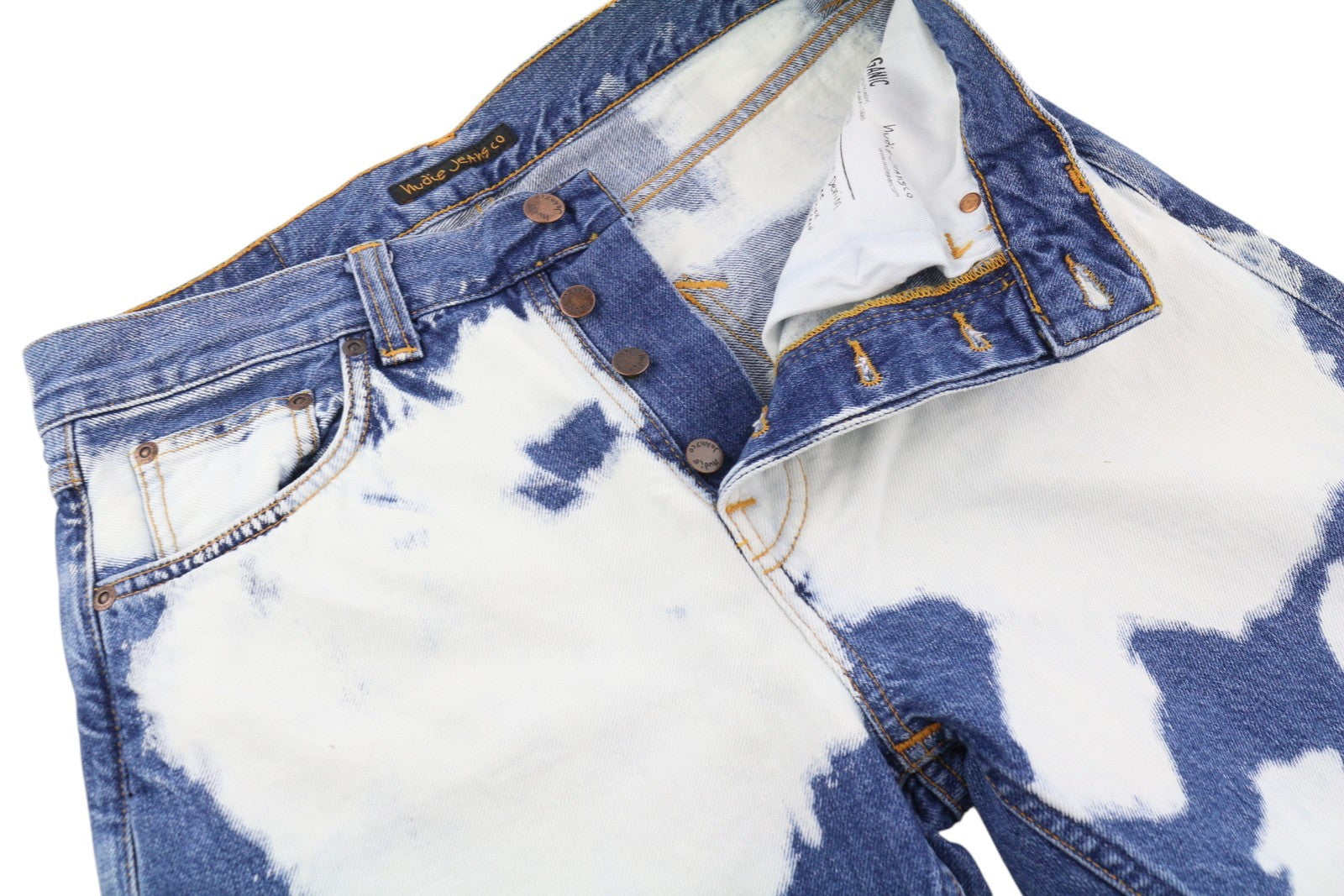 NUDIE JEANS Steady Eddie II Men Jeans W30/L32 Tie Dye Slim Button Fly Denim