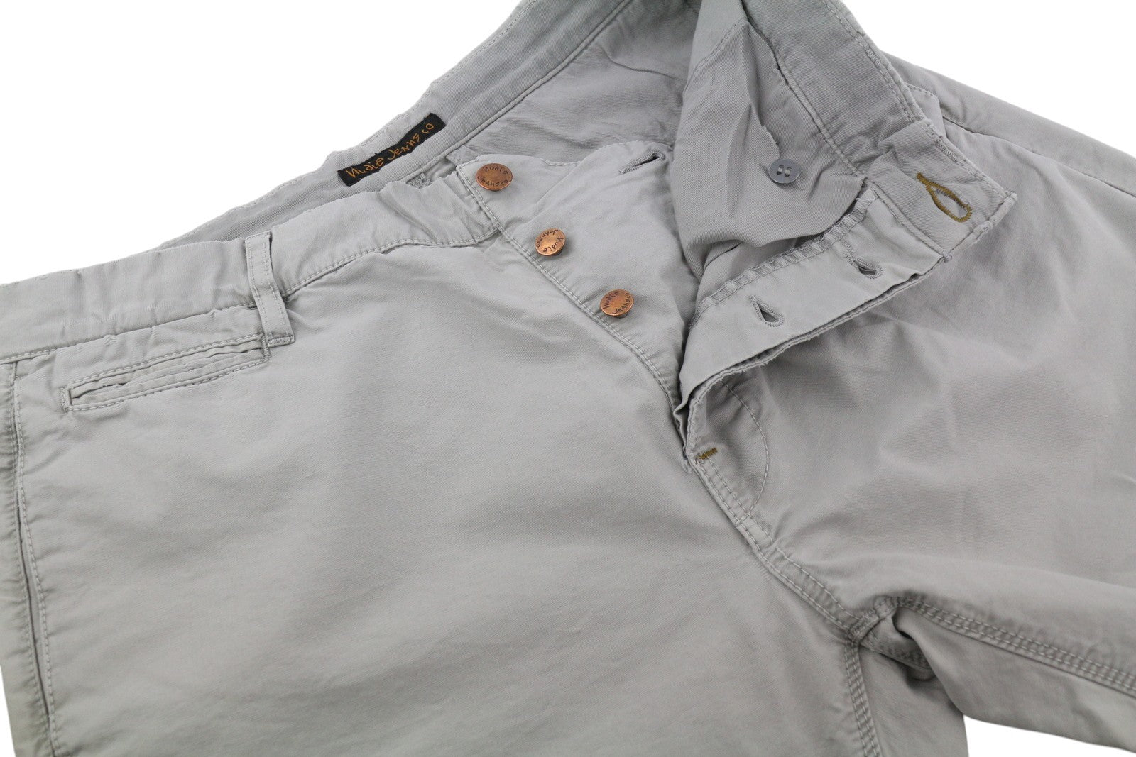 NUDIE JEANS Khaki Regular Men Trousers W32/L34 Organic Moon Dust Distress