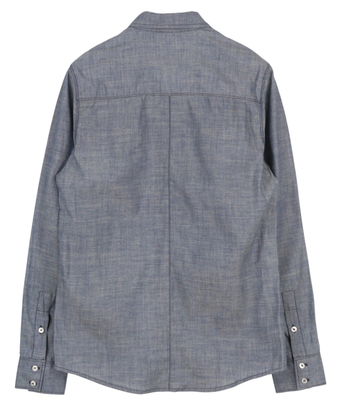 NUDIE JEANS Conny Men Shirt M Blue Washed Button-Up Faded Patch Pockets