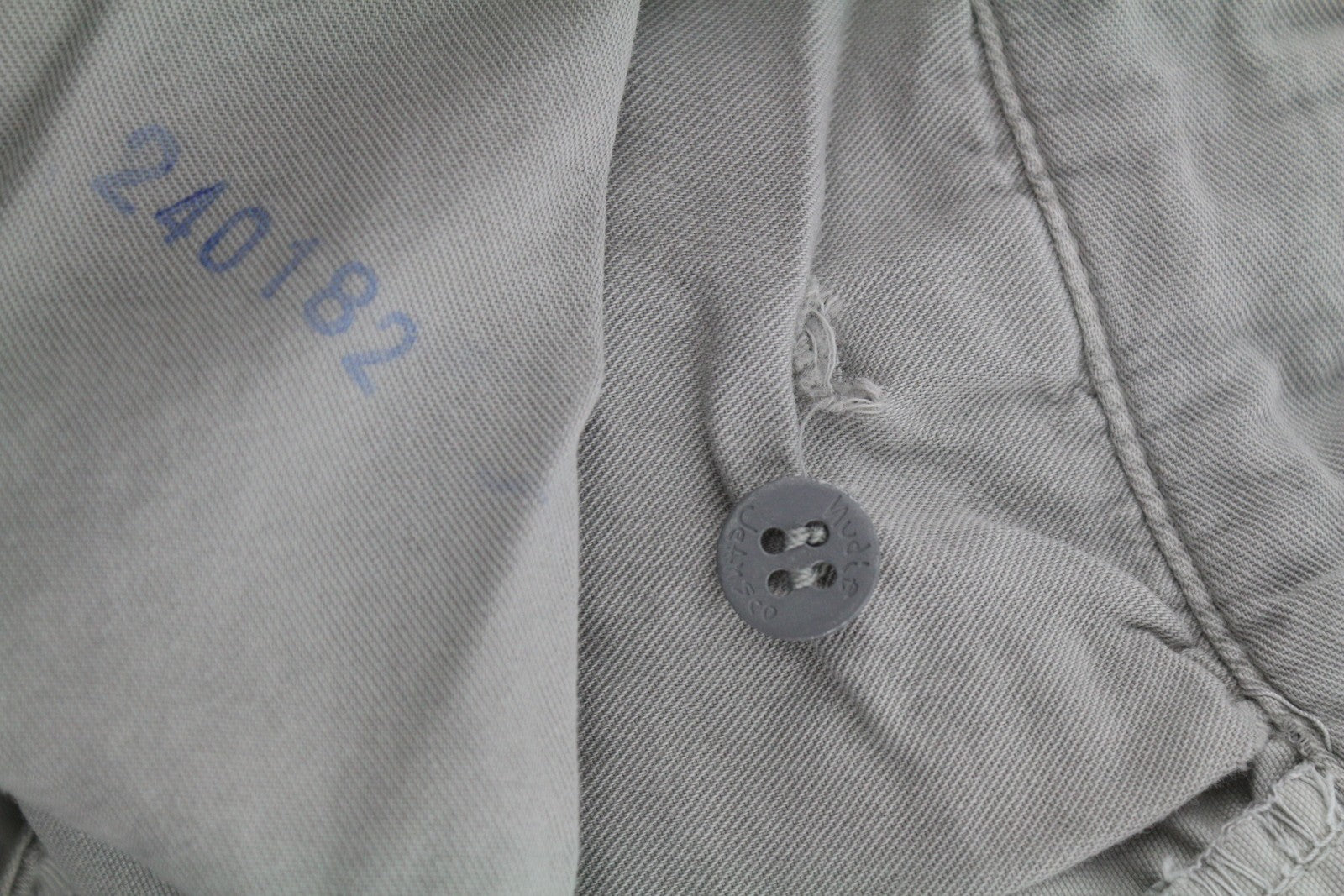 NUDIE JEANS Khaki Regular Men Trousers W32/L34 Gey Moon Dust Ripped Distress