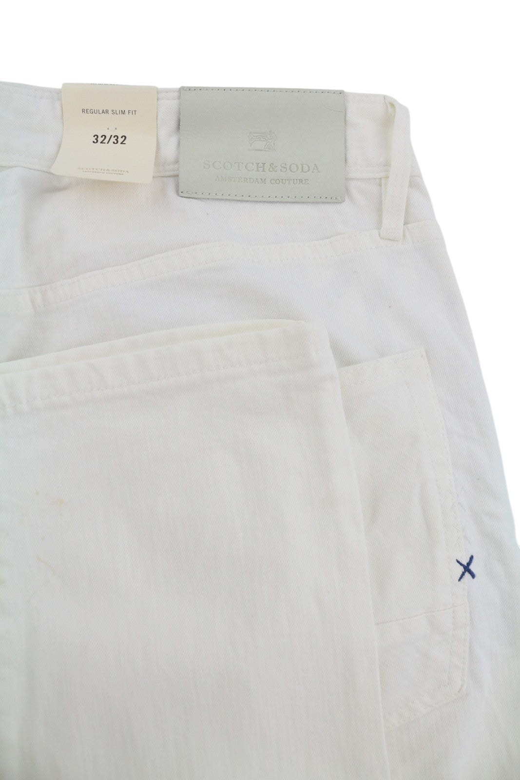 SCOTCH & SODA Ralston Men Jeans W32/L32 White Slim Button Fly Logo Denim