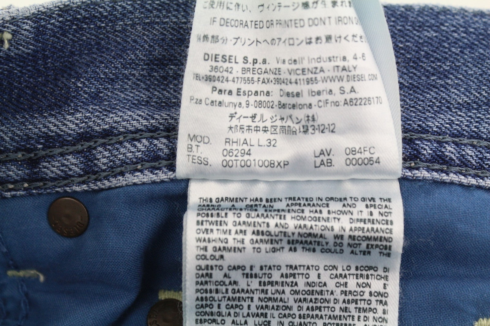 DIESEL Rhial 084FC Men Jeans W31/L32 Blue Faded Ankle Slim Carrot Fit