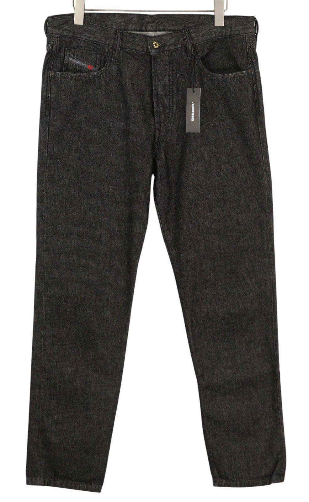 DIESEL Mharky 089AU Men Jeans W32 Black Regular Button Fly Logo Denim