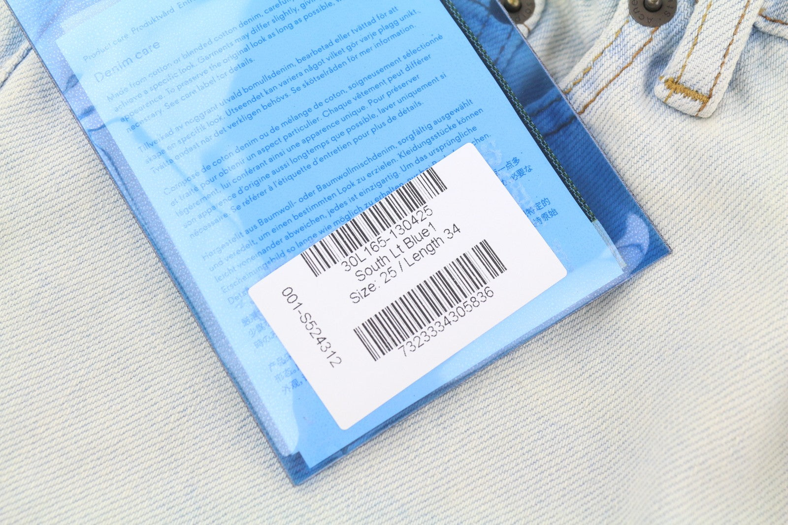 ACNE STUDIOS Bla Konst South Lt Blue Women Jeans W25/L32 Slim Faded Denim