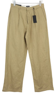 R13 Wide Leg Women Trousers 27 Beige Linen Blend Pleated Logo Pockets