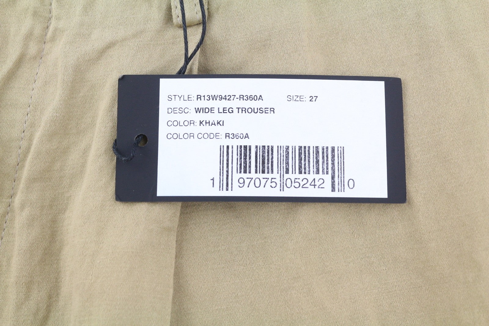 R13 Wide Leg Women Trousers 27 Beige Linen Blend Pleated Logo Pockets