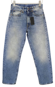 R13 Cuffed X-BF Women Jeans 23 Jasper Ankle Zip Fly Faded Blue Denim