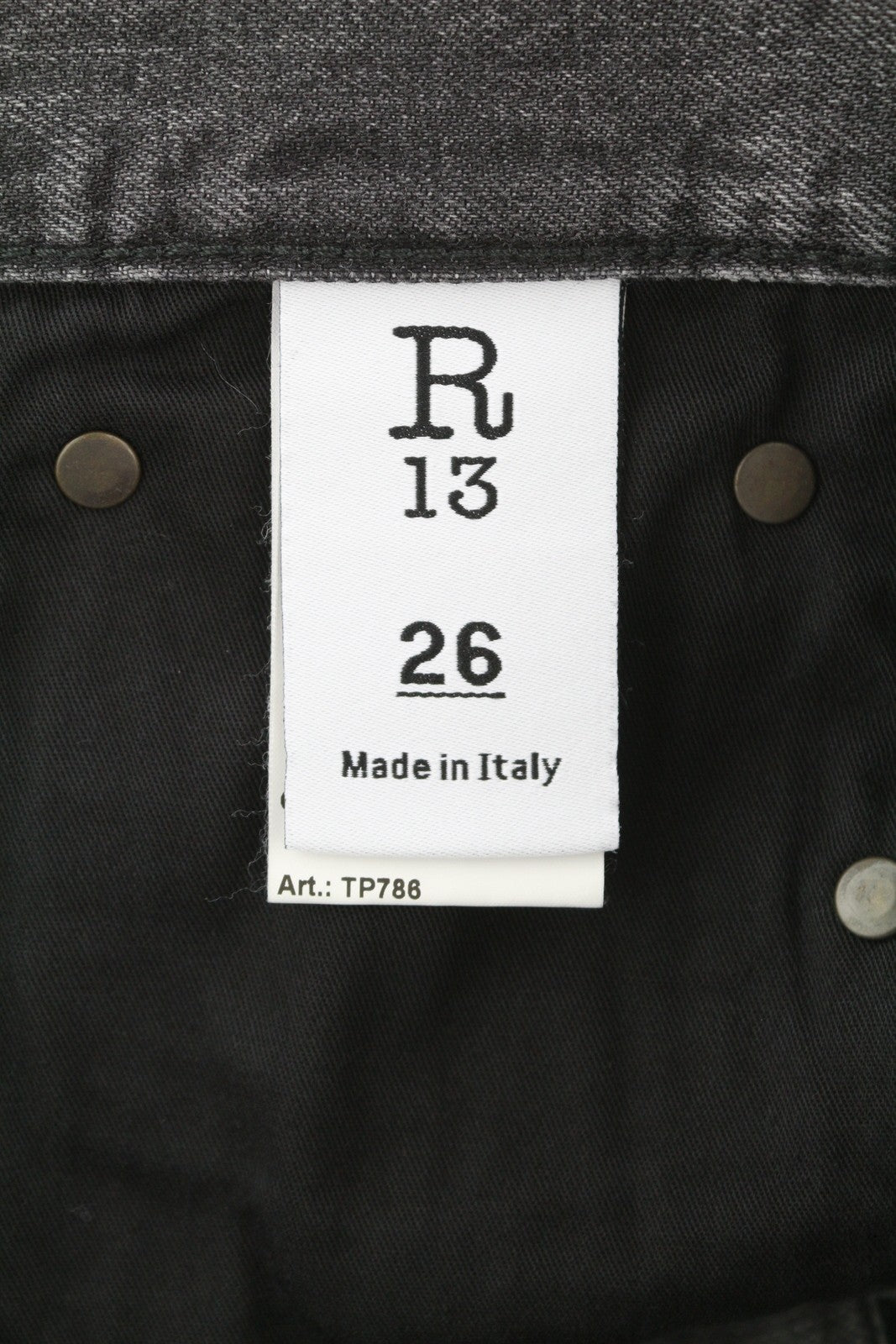 R13 Boyfriend Women Jeans 26 Wilson Black Washed Faded Cropped Ankle