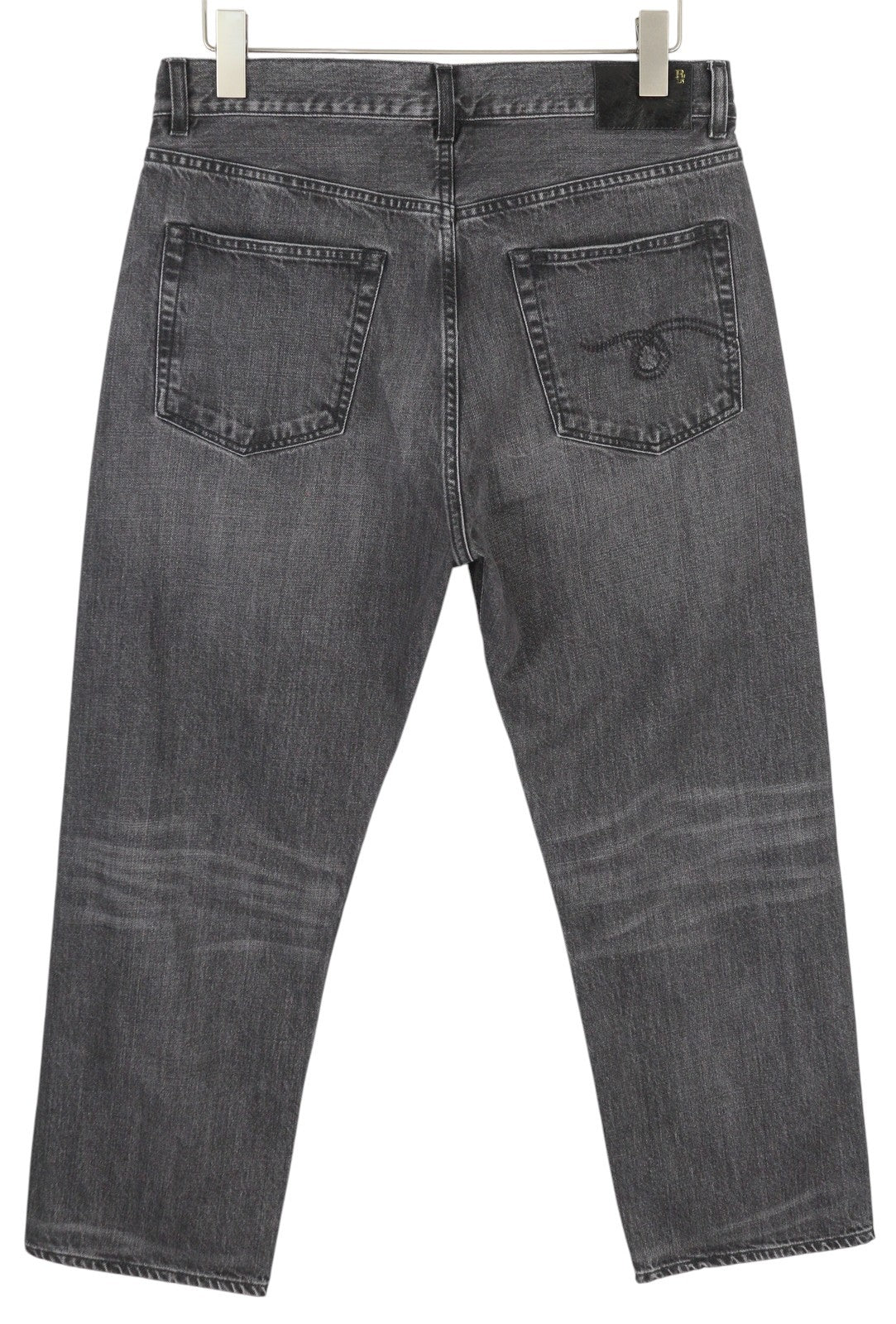 R13 Boyfriend Women Jeans 30 Wilson Black Washed Faded Cropped Ankle