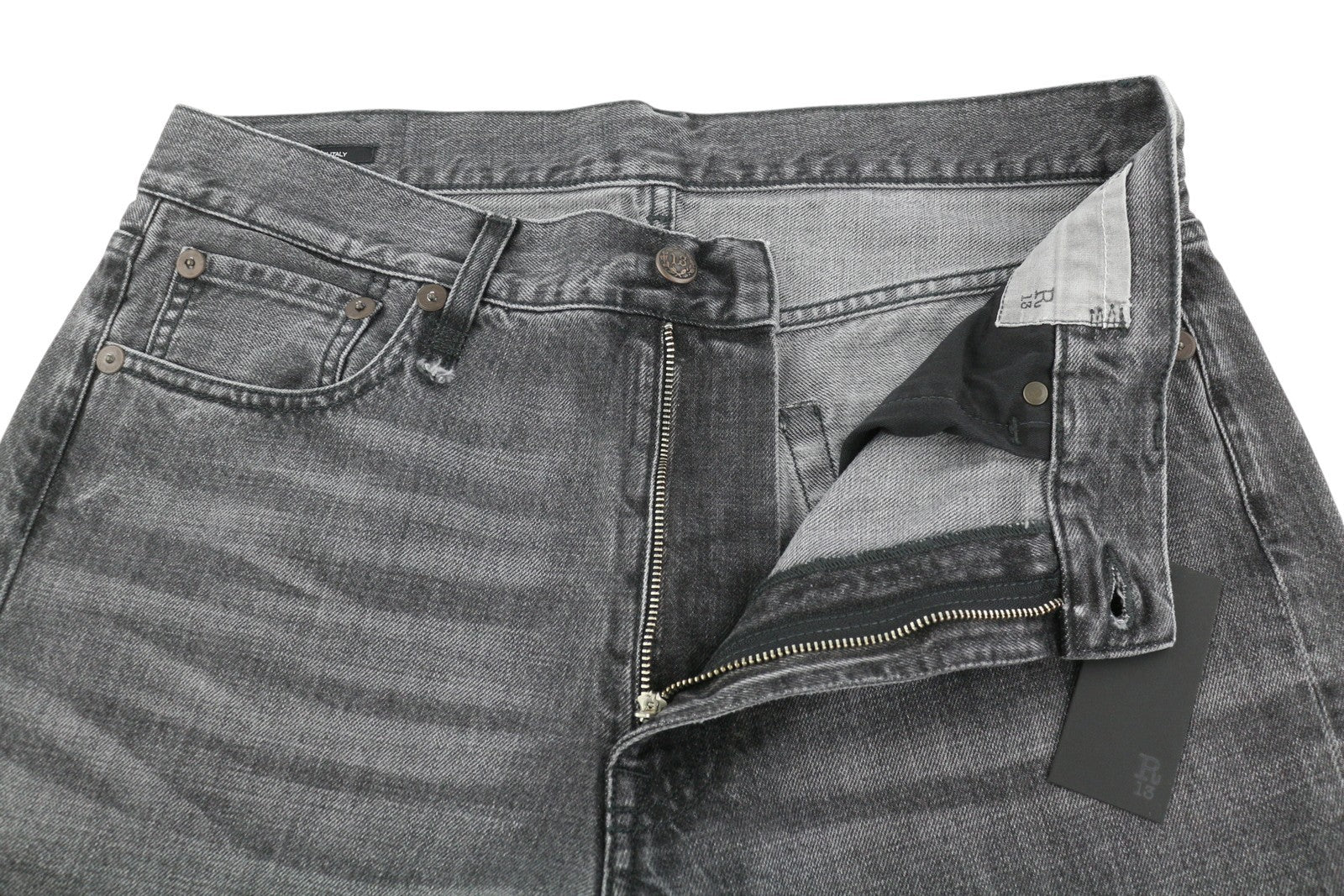 R13 Boyfriend Women Jeans 30 Wilson Black Washed Faded Cropped Ankle