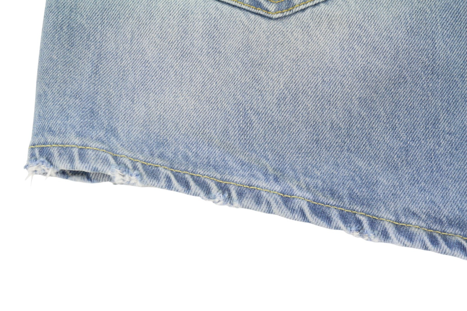 R13 Cross Over Women Shorts 25 Washed Blue Denim Asymmetrical Distress RRP599