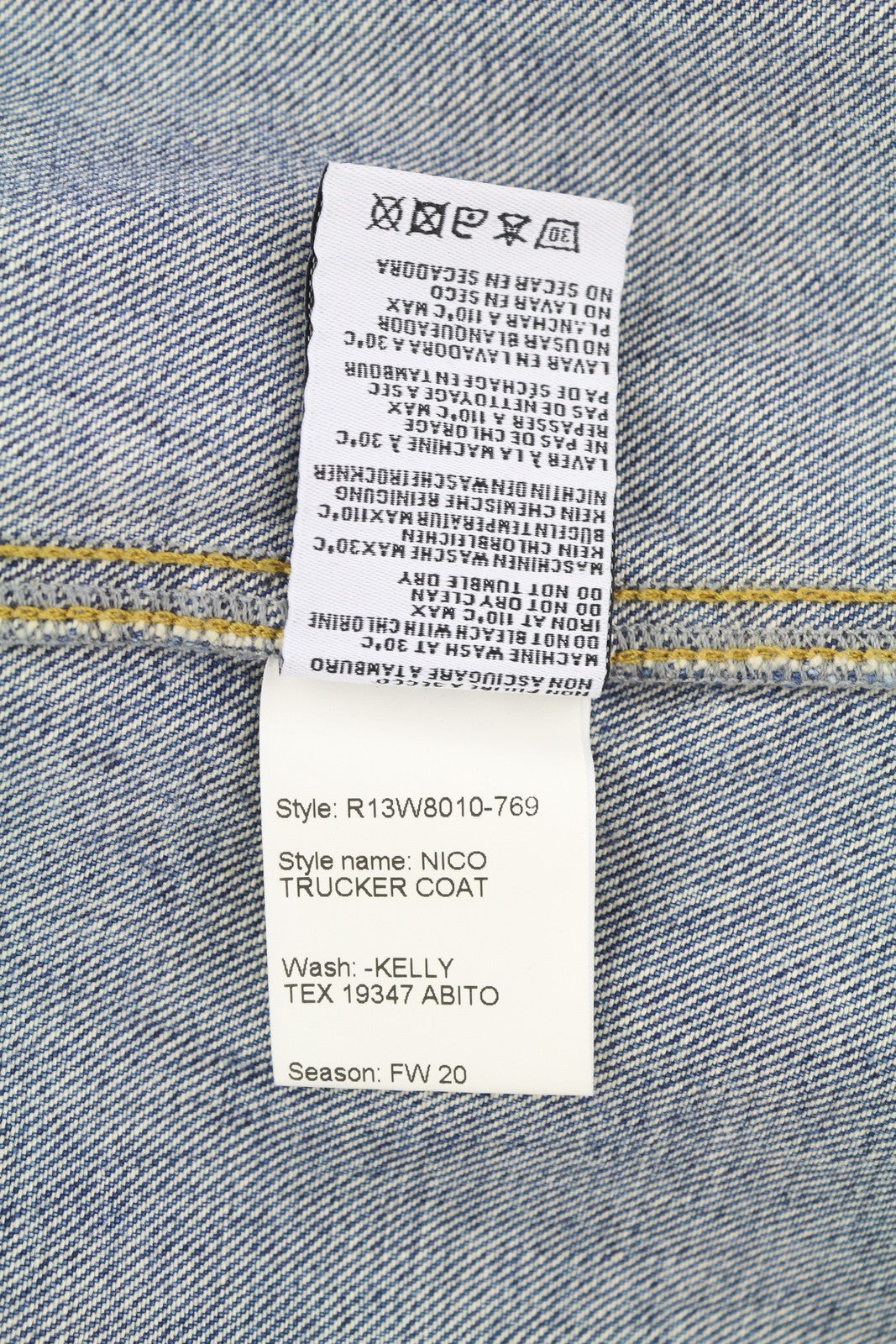 R13 Nico Trucker Coat Women Dress M Blue Denim Faded Button Kelly Tex RRP899