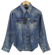 R13 Raglan Trucker Shirt Women Jacket M Kelly Tex Buttoned Faded Denim