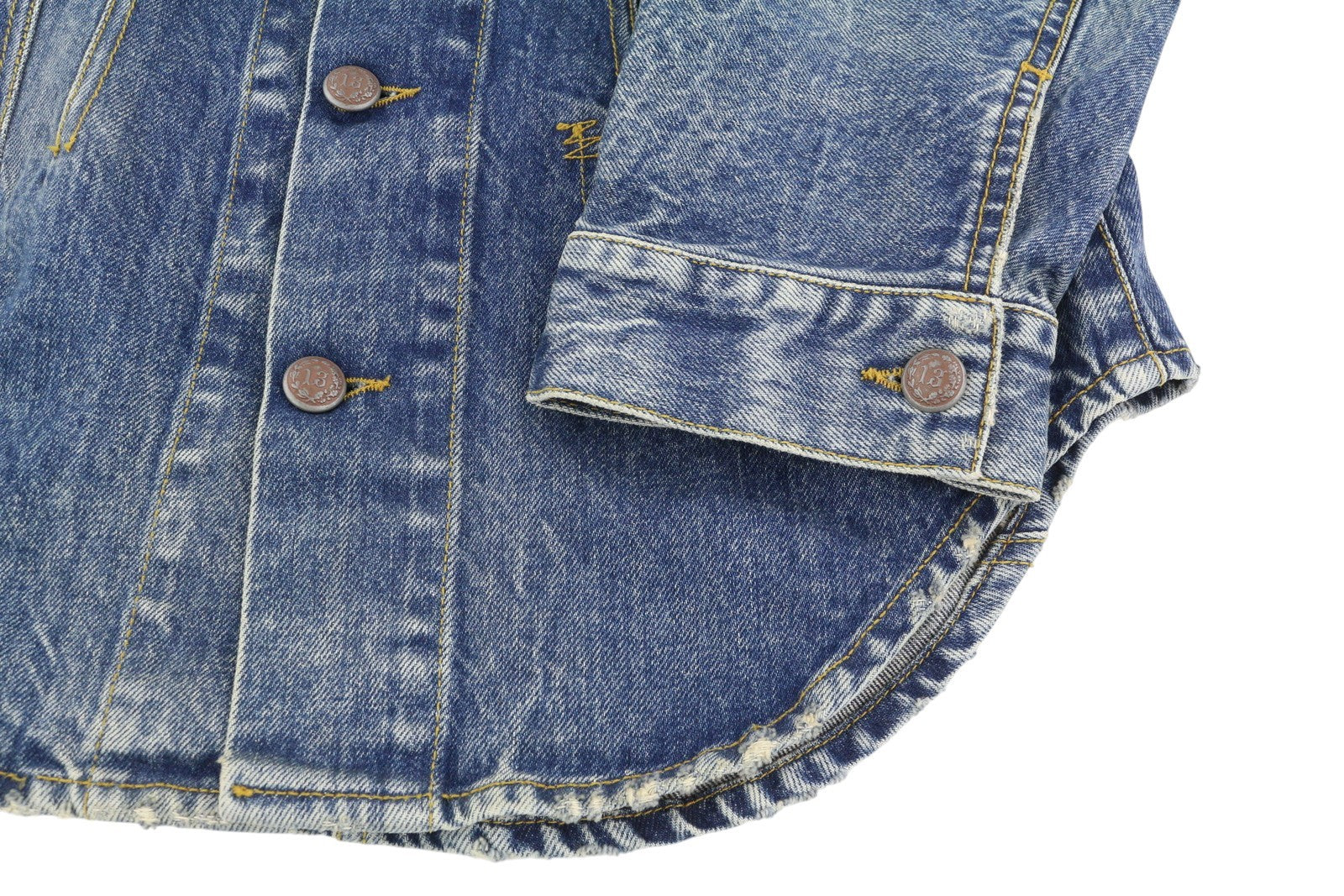 R13 Raglan Trucker Shirt Women Jacket M Kelly Tex Buttoned Faded Denim