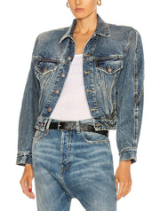 R13 Naomi Trucker Jkt Women Jacket M Kelly Heavyweight Shoulder Pad RRP699