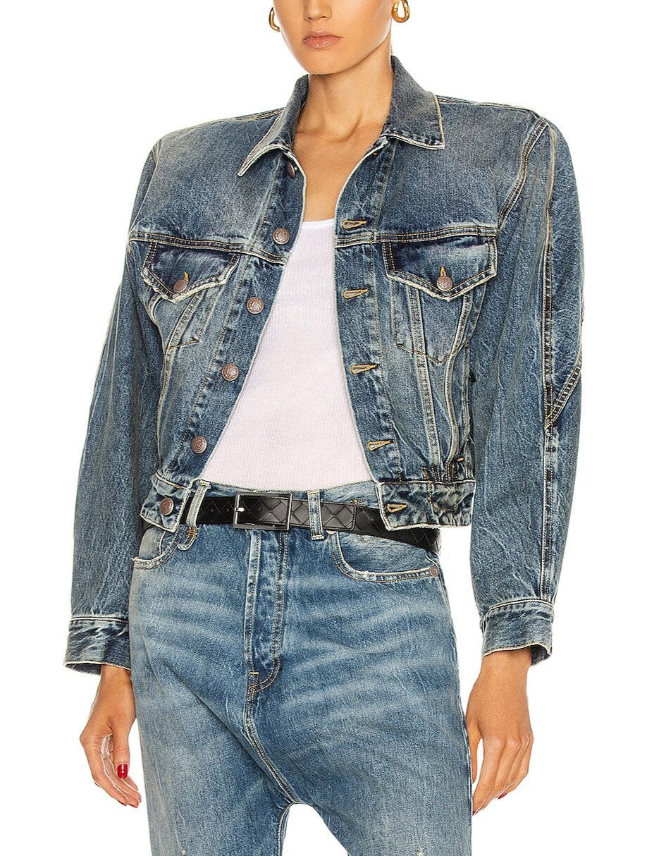 R13 Naomi Trucker Jkt Women Jacket M Kelly Heavyweight Shoulder Pad RRP699