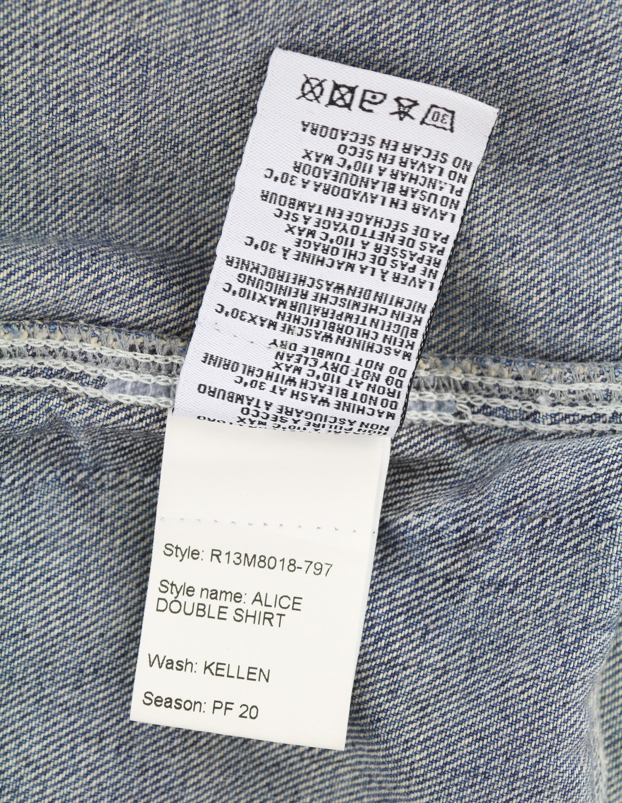 R13 Alice Double Shirt Women Jacket M Kellen Oversized Button-Up Faded Blue