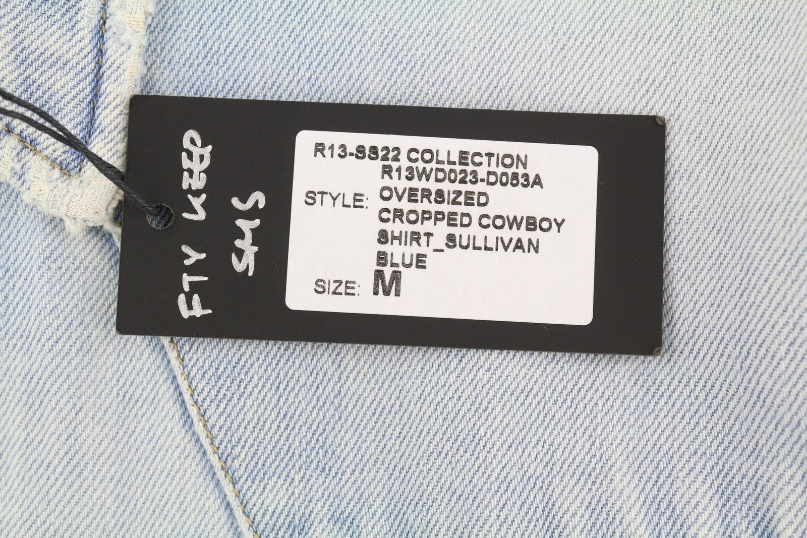 R13 Oversize Cropped Cow Boy Shirt Women Jacket M Sullivan Linen Blend RRP500