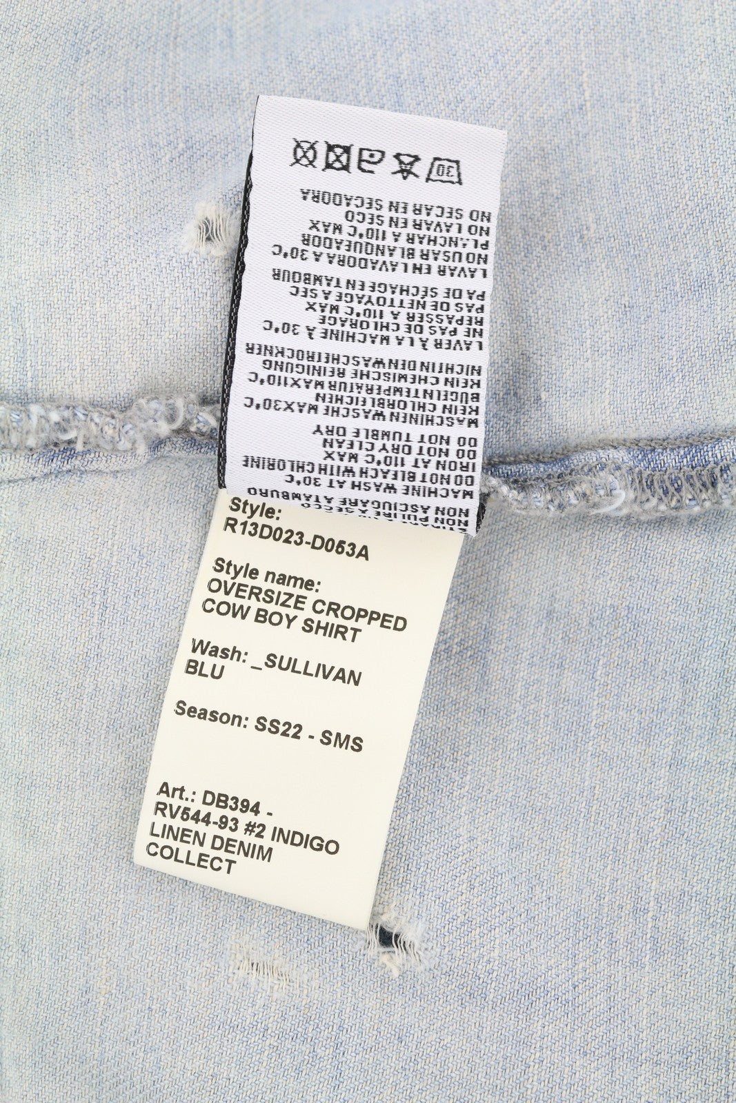 R13 Oversize Cropped Cow Boy Shirt Women Jacket M Sullivan Linen Blend RRP500