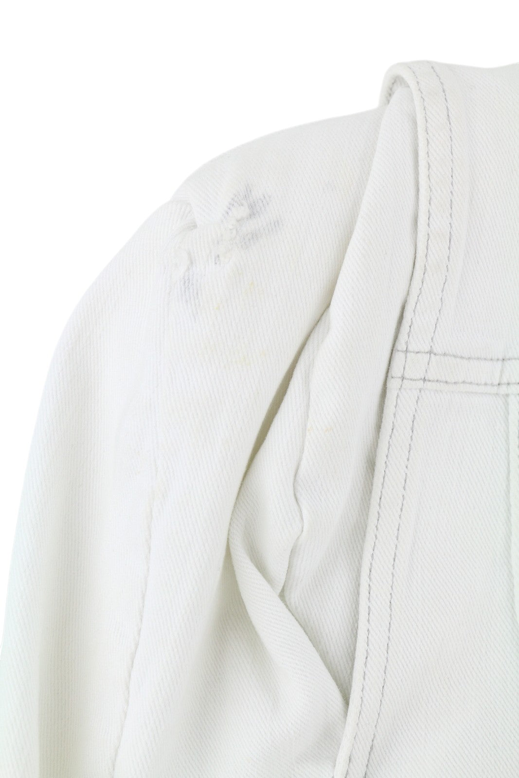 R13 Kelsey Shirring Denim Women Jacket M Ibrooke White Shoulder Pads RRP999