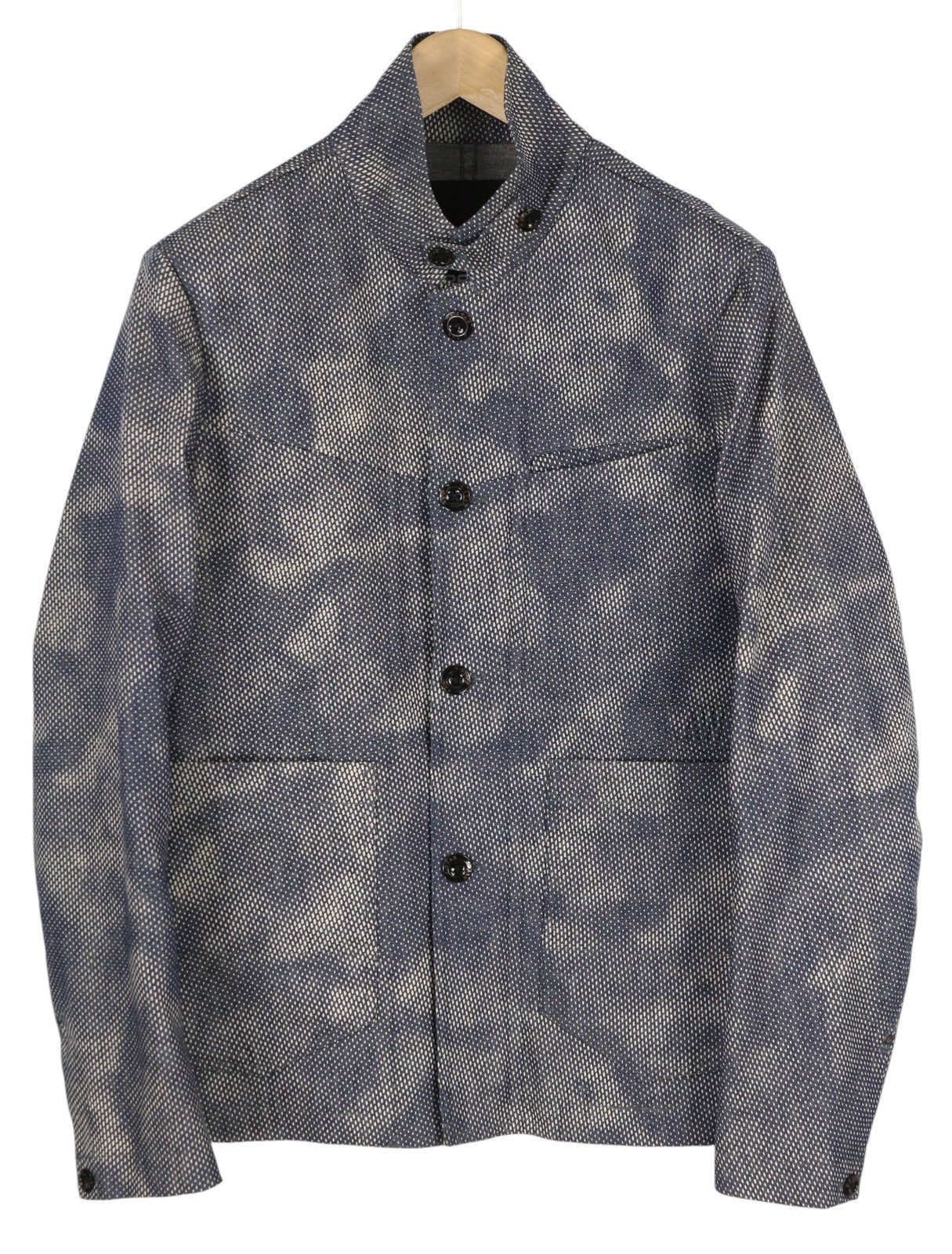G-STAR Bronson Men Blazer M Blue Camo Pattern Buttoned Unlined Logo