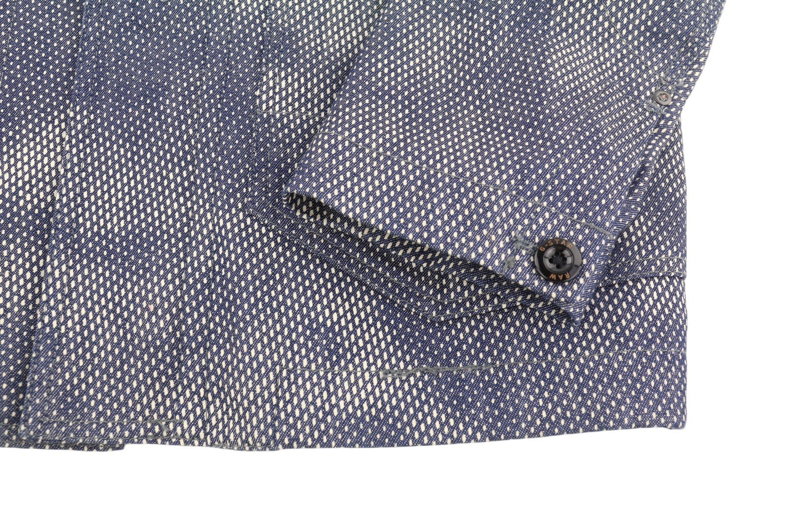 G-STAR Bronson Men Blazer M Blue Camo Pattern Buttoned Unlined Logo