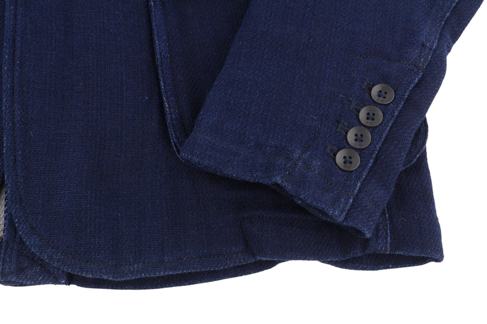 DENHAM Men Blazer M Dark Blue Notch Lapel Buttoned Unlined Single Breast