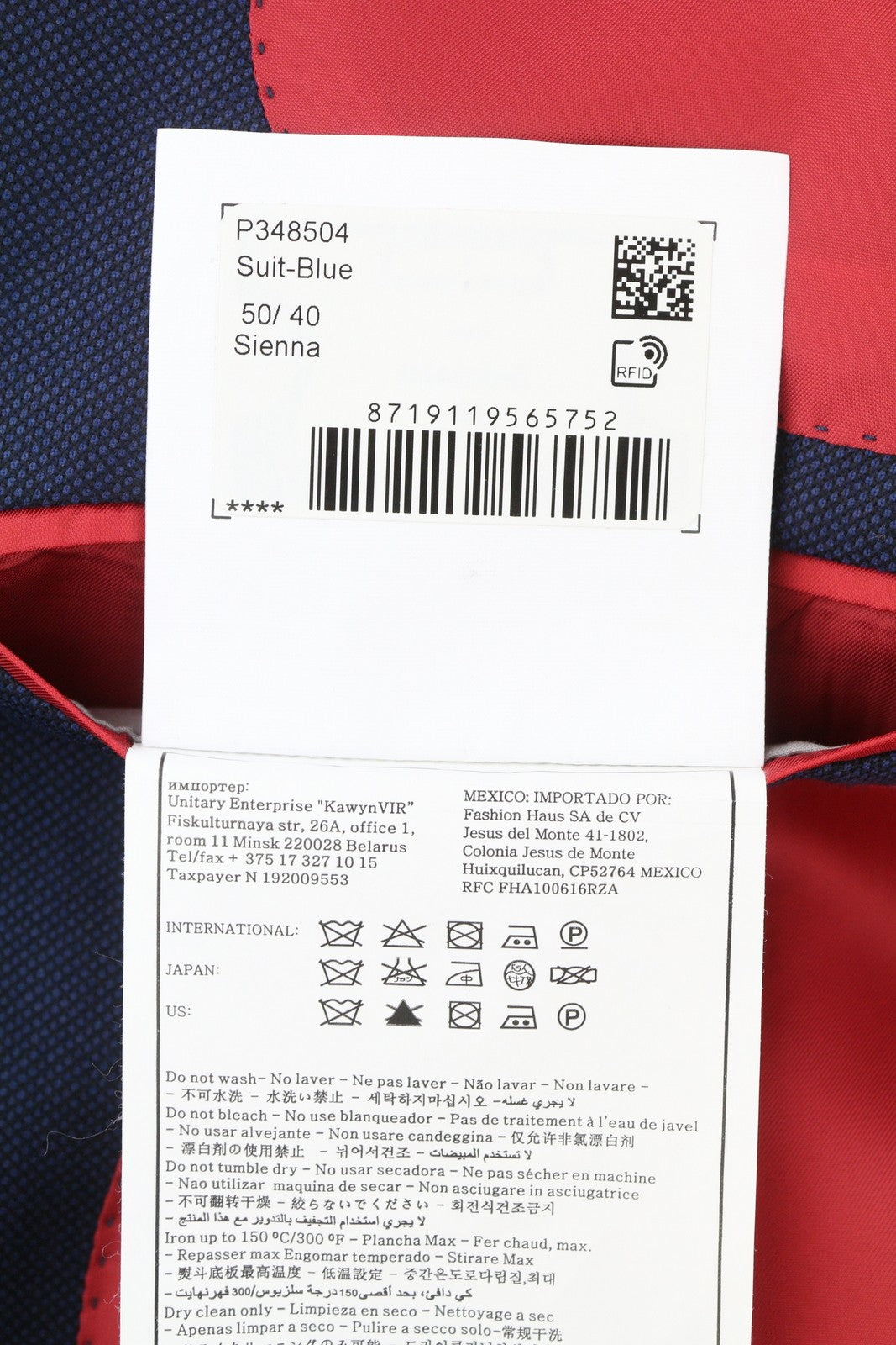 SUITSUPPLY Sienna Ticket Pocket Men Suit UK40R Dark Blue Wool Pattern 2in1