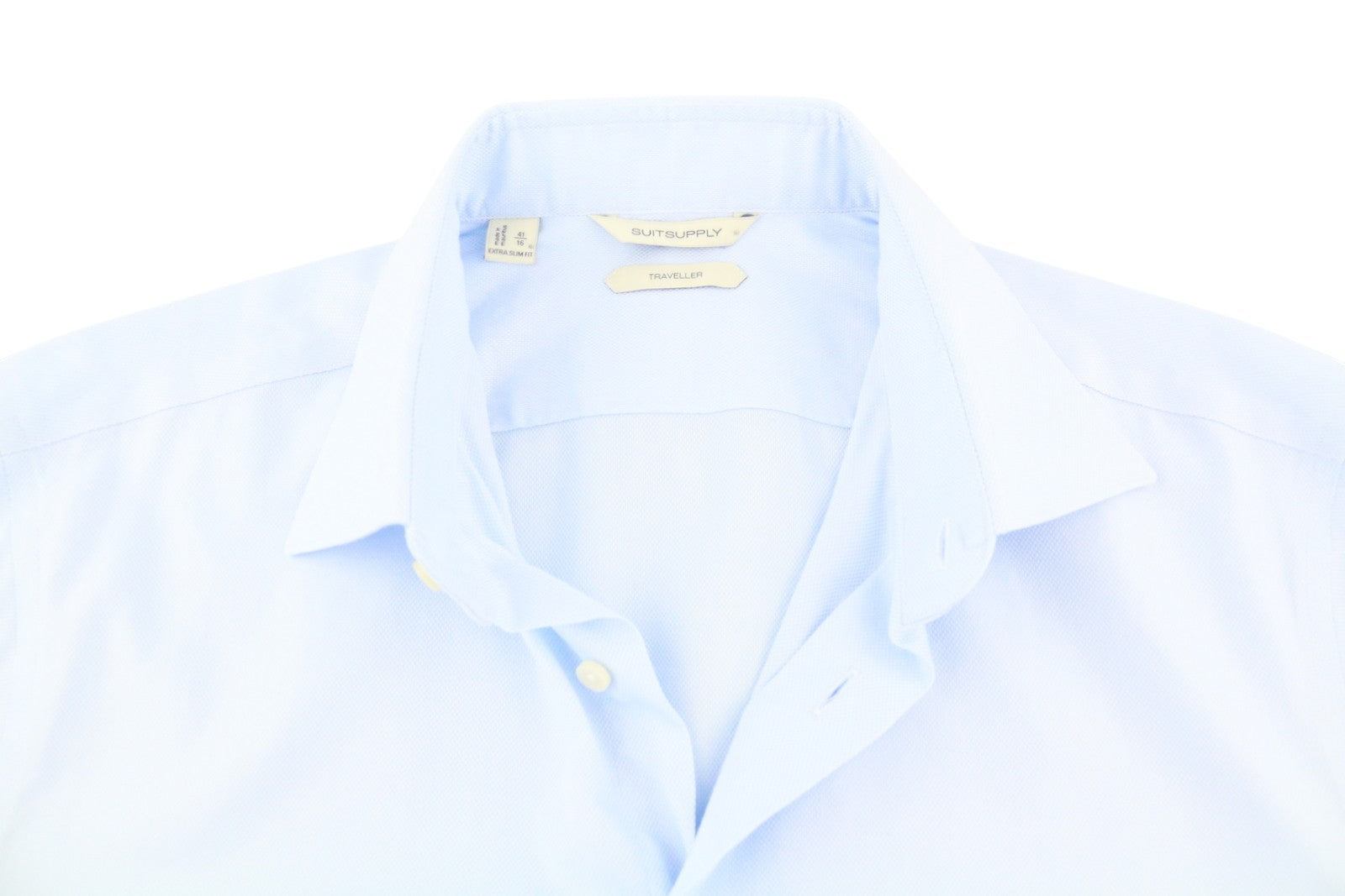 SUITSUPPLY Traveller Men Formal Shirt 41 / 16 Blue Extra Slim Buttoned