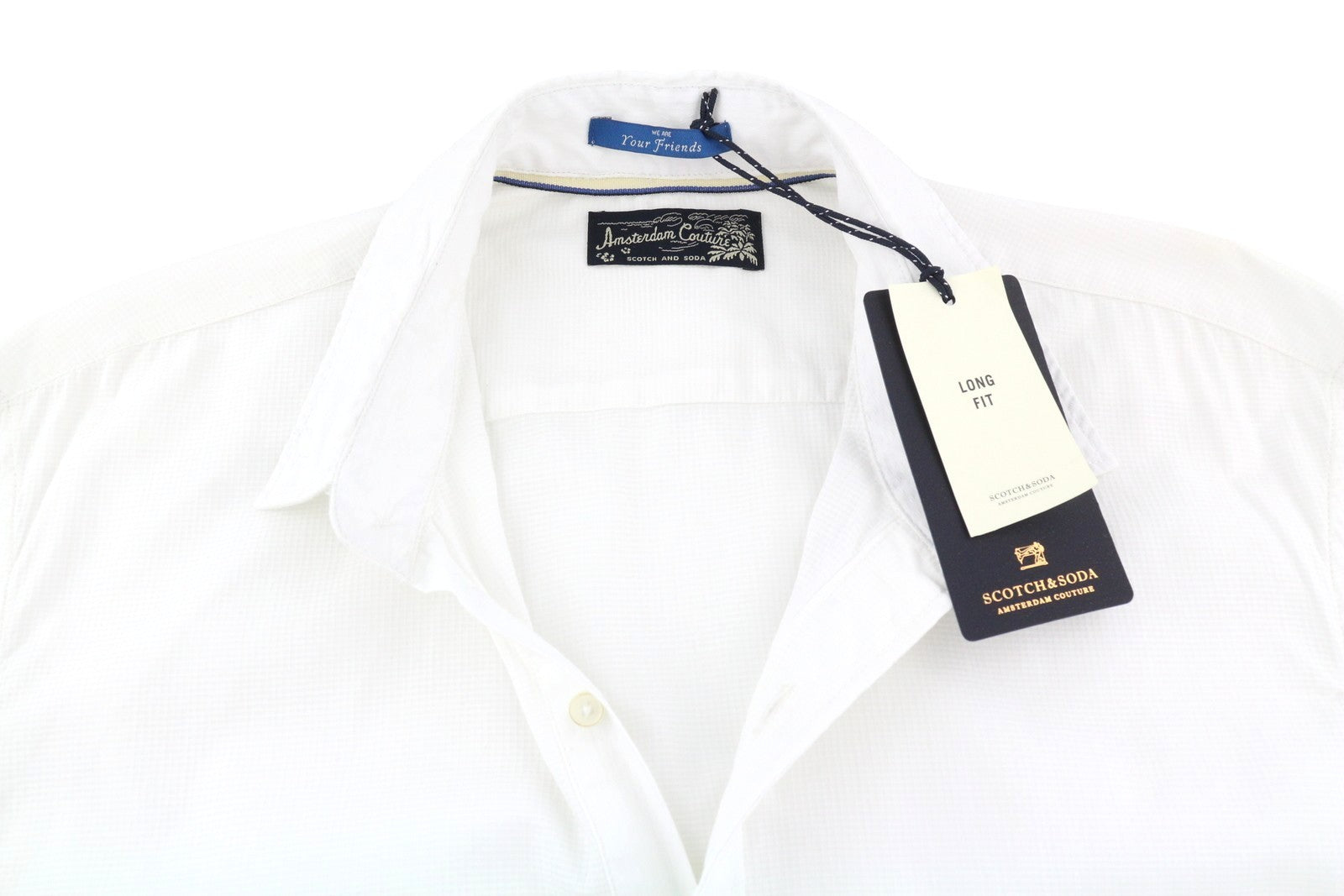SCOTCH & SODA Men Shirt ~L White Long Sleeve Button-Up Spread Collar Logo
