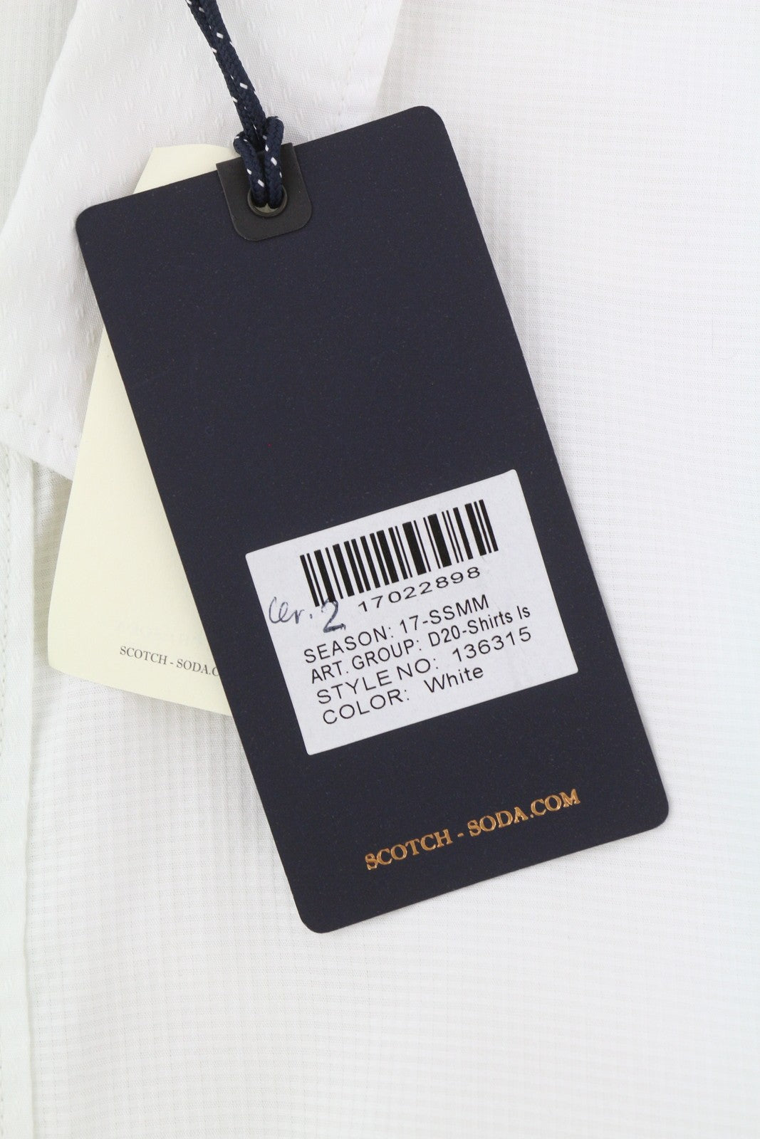 SCOTCH & SODA Men Shirt ~L White Long Sleeve Button-Up Spread Collar Logo