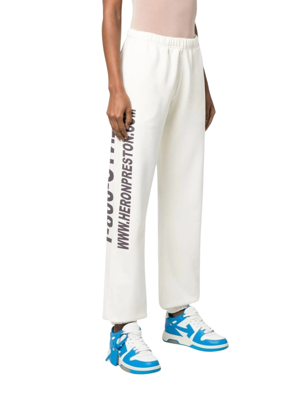 HERON PRESTON Real Estate Women Trousers XS White Logo Sweatpants RRP365