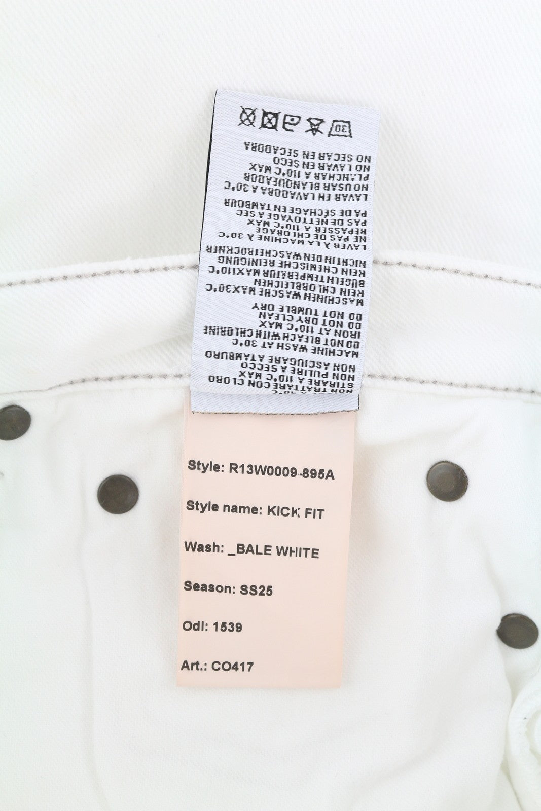 R13 Kick Fit Women Jeans 25 Bale White Cropped Flared Ankle Light RRP499