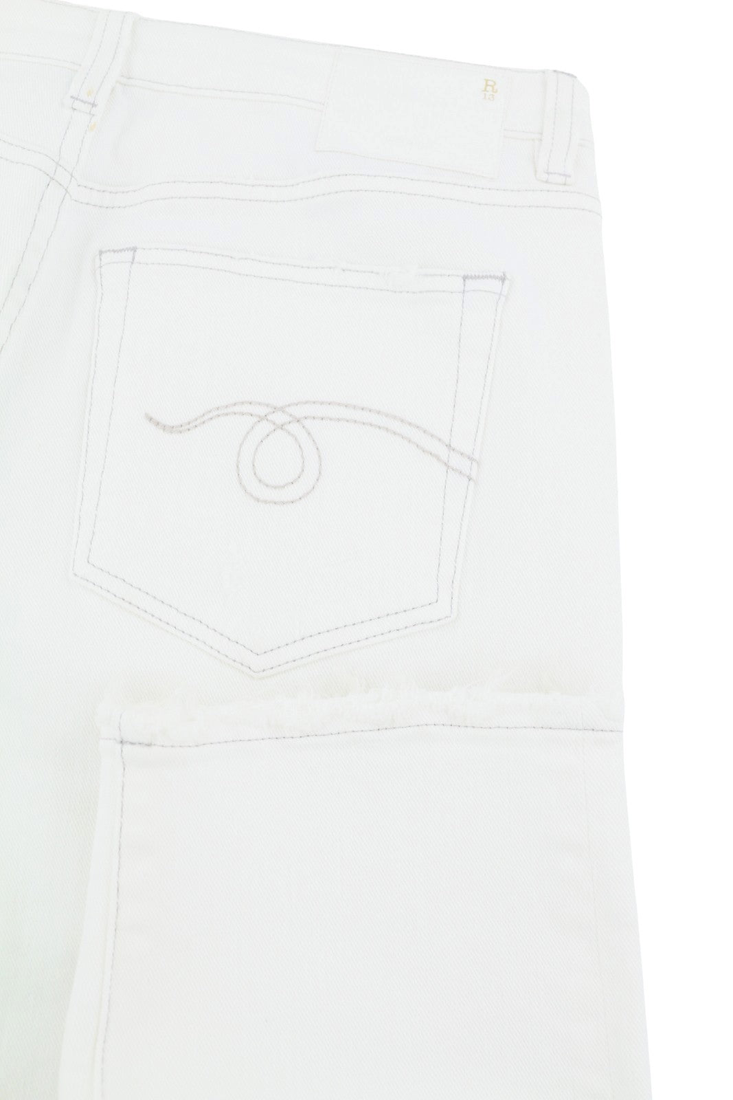 R13 Boy Straight Women Jeans 27 Bale White Cropped Ankle Light RRP499