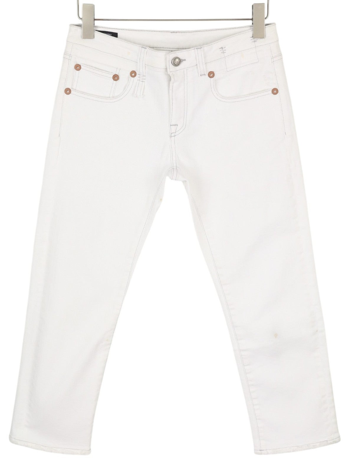 R13 Boy Straight Women Jeans 27 Bale White Cropped Ankle Light RRP499
