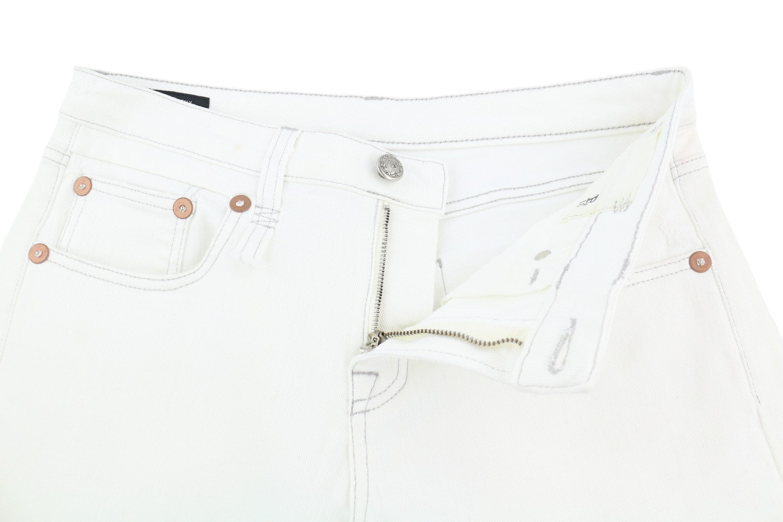 R13 Boy Straight Women Jeans 27 Bale White Cropped Ankle Light RRP499