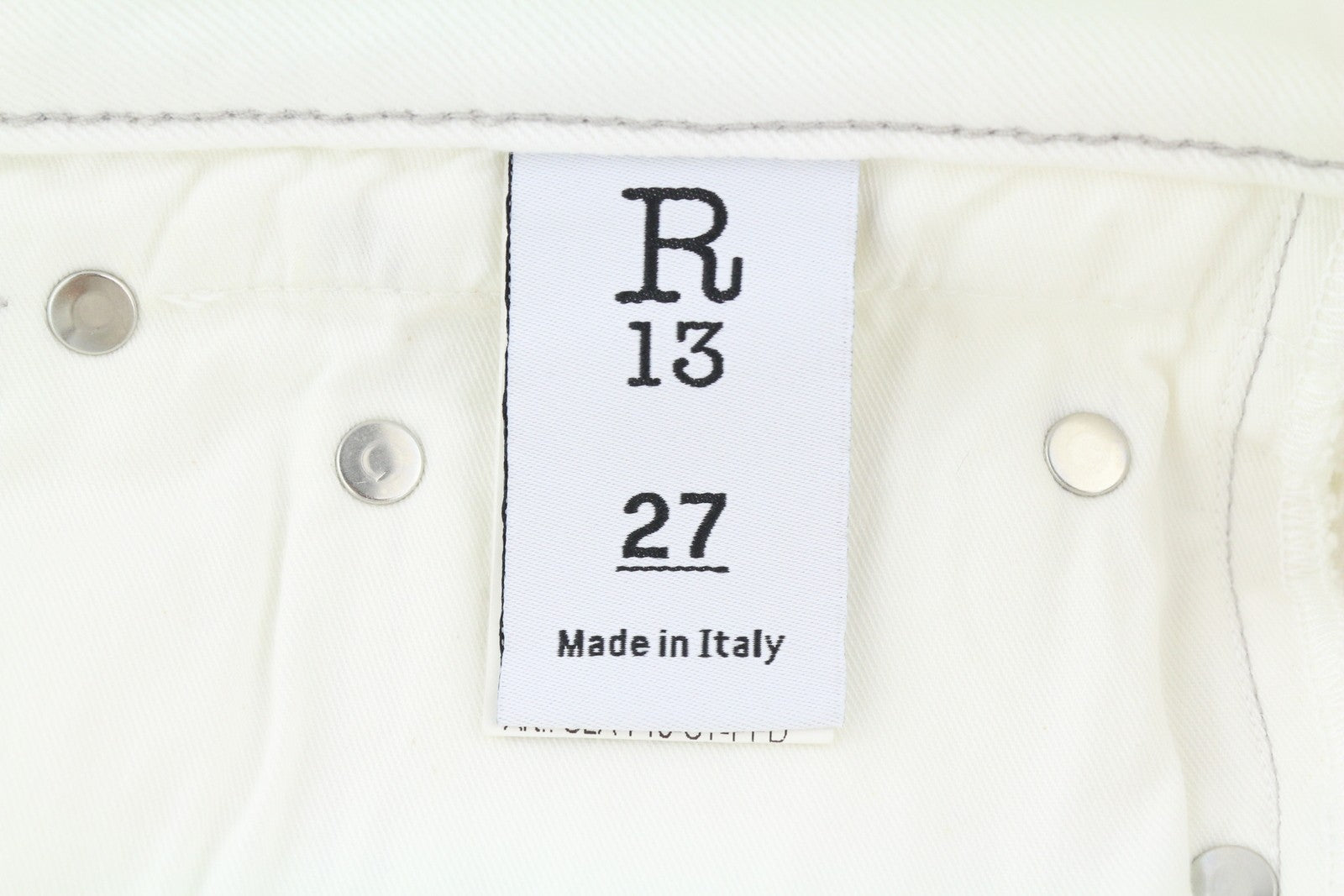 R13 Boy Straight Women Jeans 27 Bale White Cropped Ankle Light RRP499