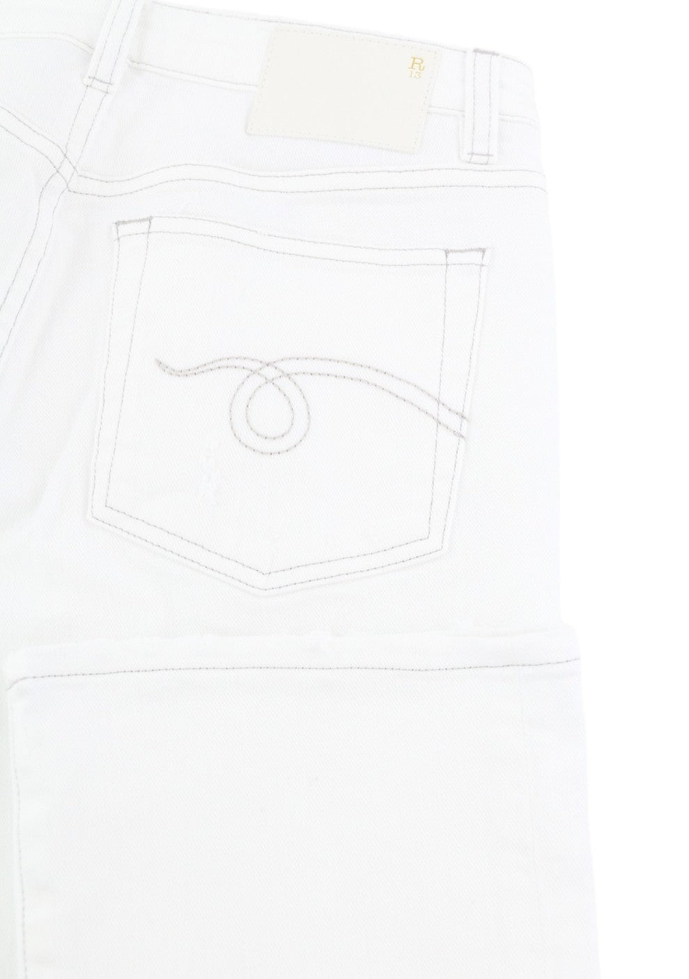 R13 Kick Fit Women Jeans 26 Bale White Cropped Flare Ankle Light RRP499