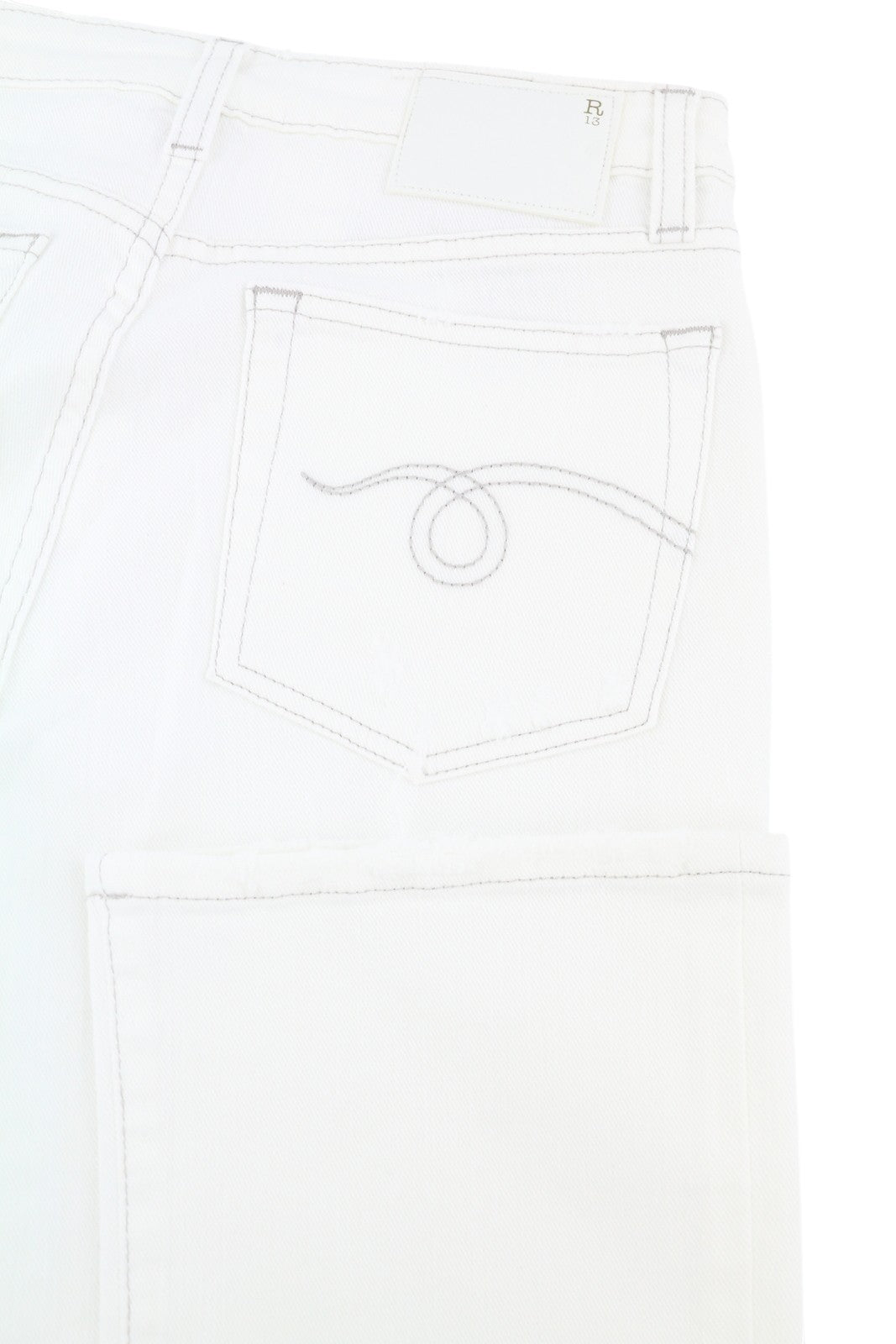 R13 Kick Fit Women Jeans 27 Bale White Cropped Flared Denim RRP499