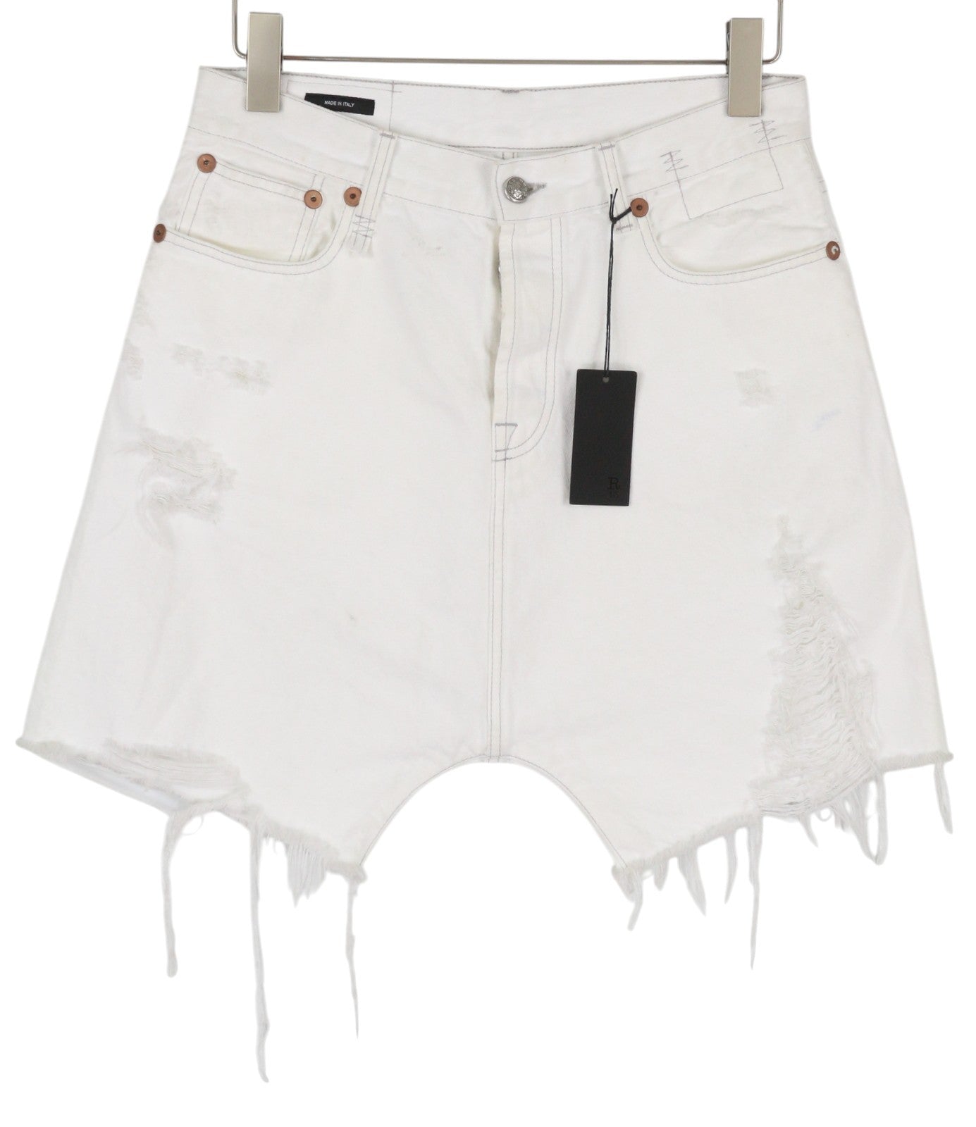 R13 Marky Drop Women Shorts 27 Nico White Ripped Distress Button Fly Denim