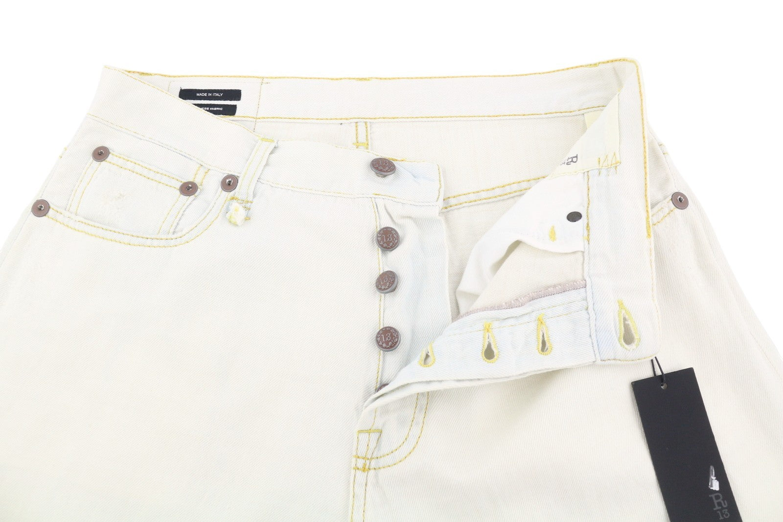 R13 Tailored Drop Women Jeans 27 Kinney Indigo Linen Cropped Relaxed RRP599